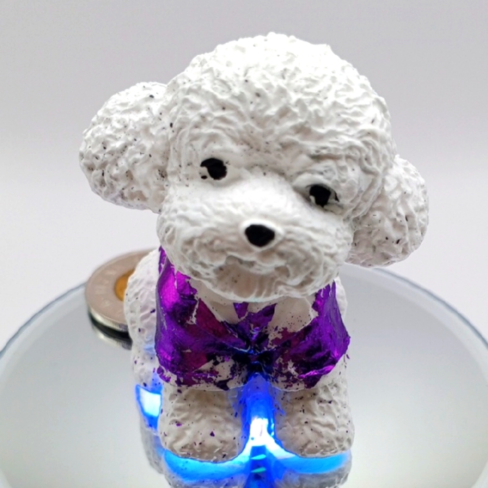 NEW Hand Made 💕 White and Purple Dog Figurine